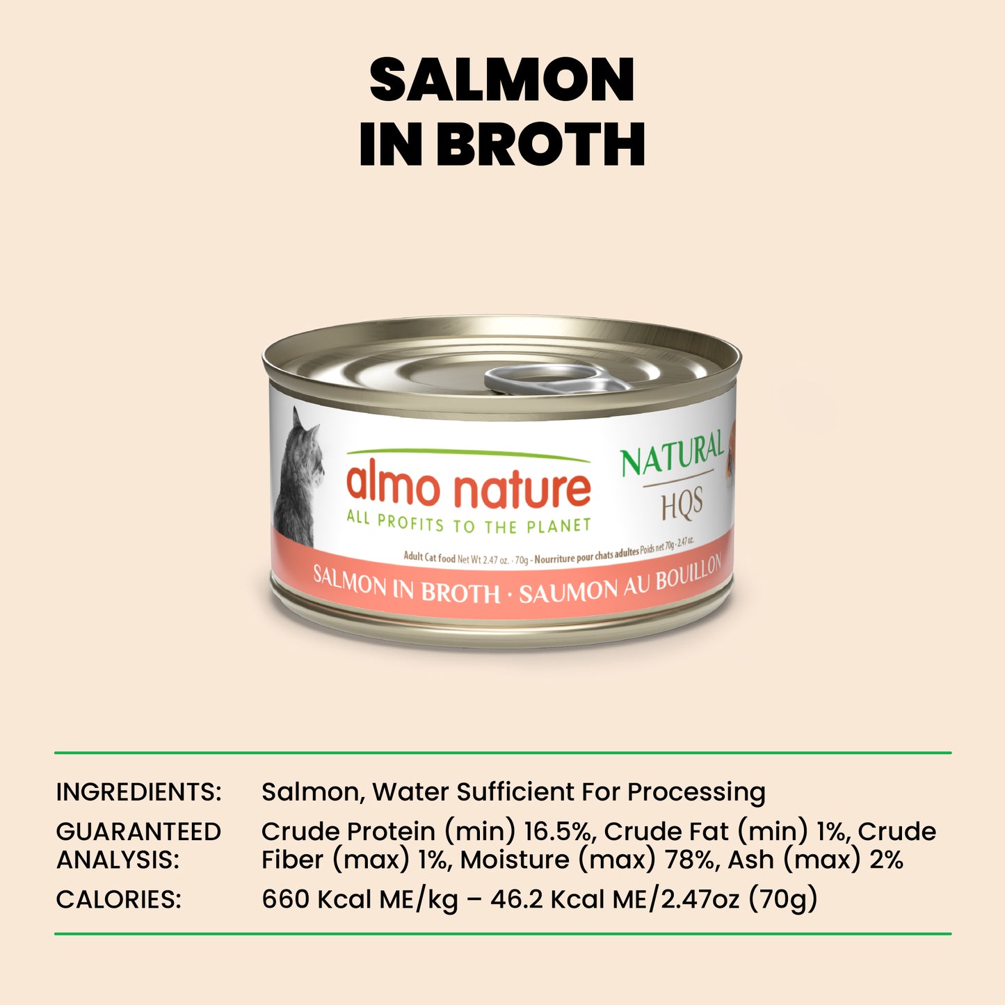 Almo Nature HQS Natural Cat Food - Salmon In Broth 70g