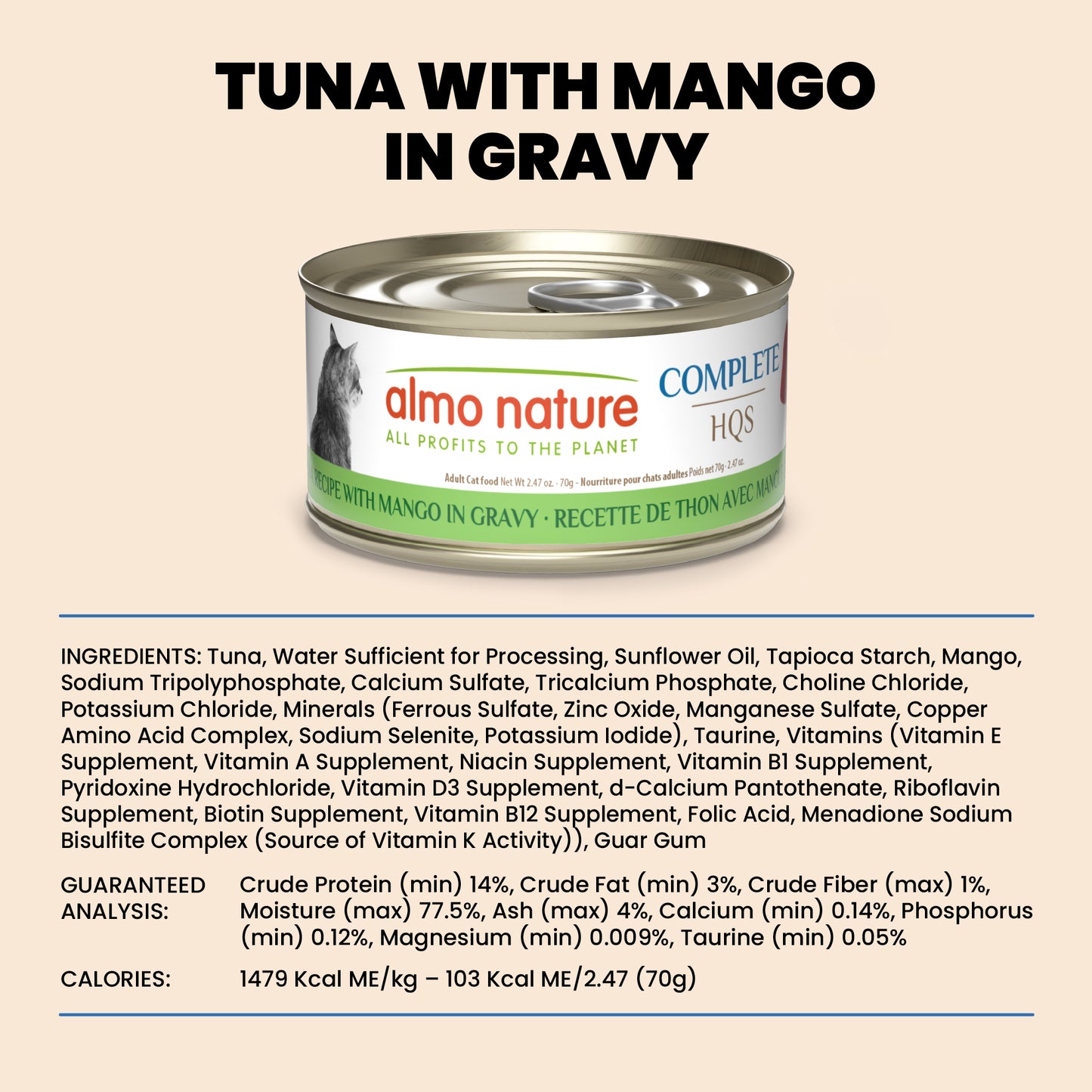 Almo Nature HQS Complete Cat Food - Tuna Recipe With Mango In Gravy 70g