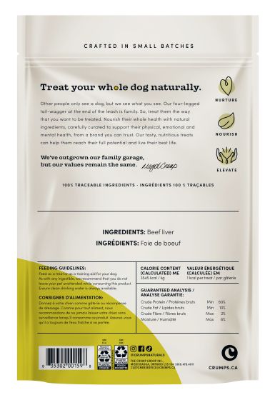 Crump's Mini Trainers Freeze Dried Beef Liver Dog 126g