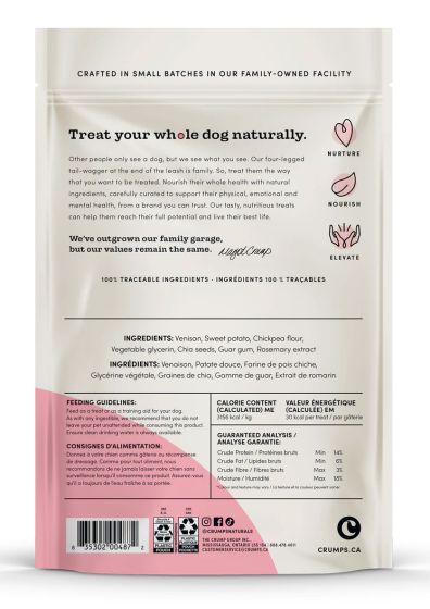 Crumps Venison Jerky With Chia Seeds Dog Treats 158g