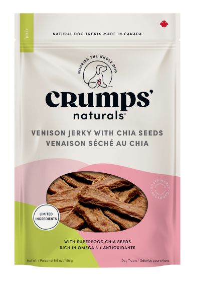 Crumps Venison Jerky With Chia Seeds Dog Treats 158g