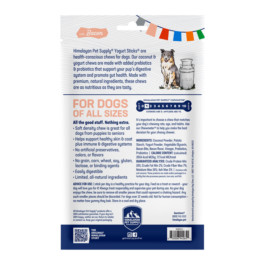 Himalayan Dog Chew Yogurt Stick Bacon Dog Treat