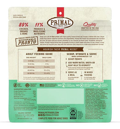 PRIMAL Freeze Dried Raw Pronto Chicken Recipe DOG 7oz