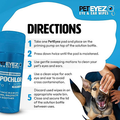 PetEyez Hypochlor Eye/Ear Wipes 150ml