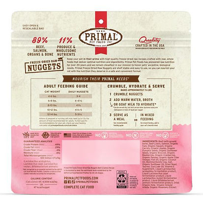 Primal Freeze Dried Beef Salmon Nuggets Cat 5.5oz