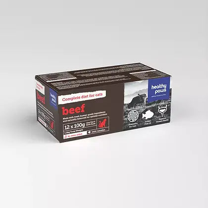 Healthy Paws Frozen Complete Cat Dinner Beef 12 x 100g