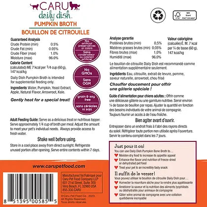 Caru Daily Dish Pumpkin Broth for Dogs & Cats