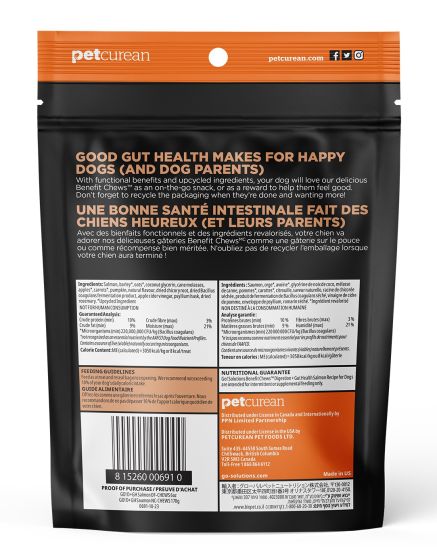 Go Benefit Chews Digestion + Gut Health Soft & Chewy Treats Salmon Recipe Dog 170g