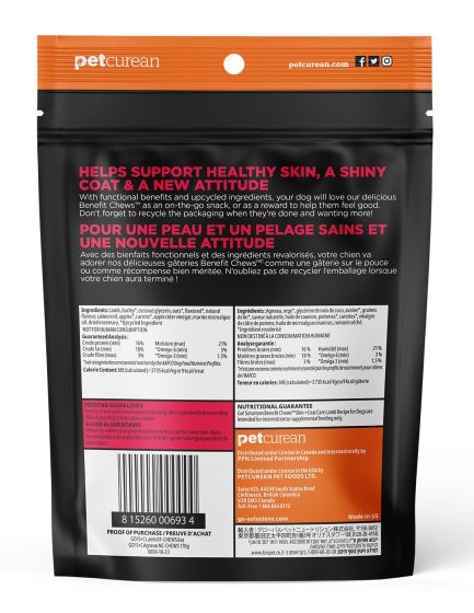 Go Benefit Chews Skin + Coat Soft and Chewy Treats Lamb Recipe Dog 170g