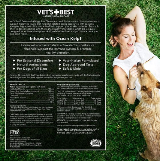 Vets Best, Seasonal Allergy Support Soft Dog Chews 30pc