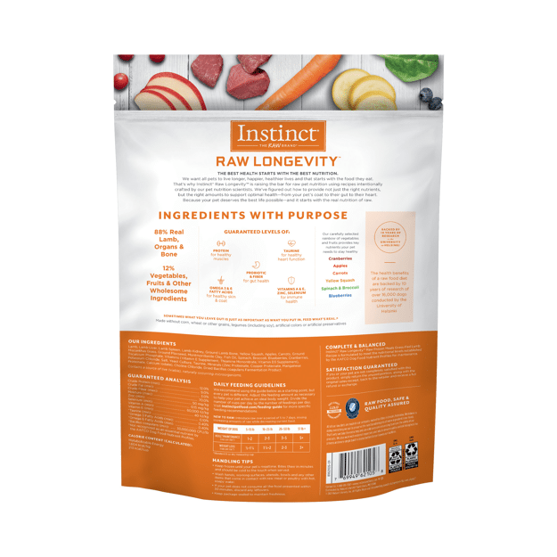 Instinct Raw Longevity Raw Frozen Meals for Dogs Lamb Recipe 4lb