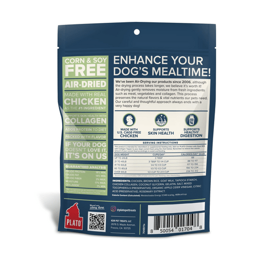 Plato Pet Treats Food Topper Chicken with Goat Milk & Collagen 156g