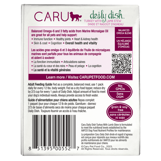 Caru Daily Dish Turkey with Lamb Stew for Dogs 12oz