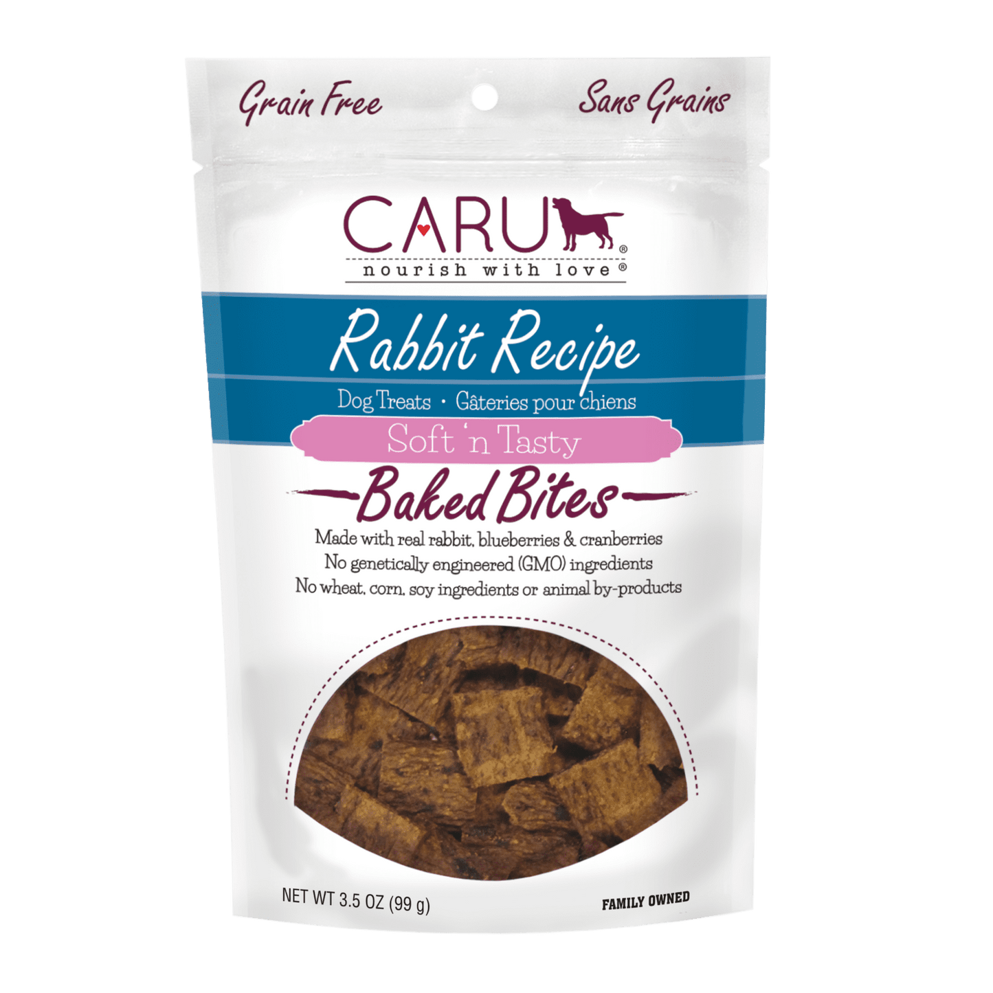 Caru Natural Rabbit Recipe Bites for Dogs 4oz