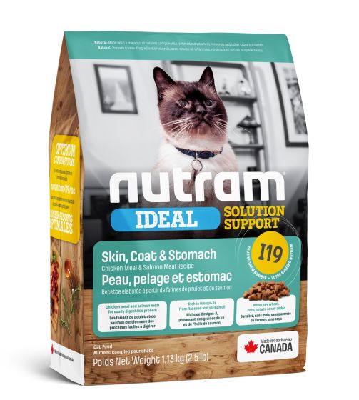 Nutram Ideal (I19) Skin, Coat and Stomach Chicken and Salmon Cat 2.5lbs