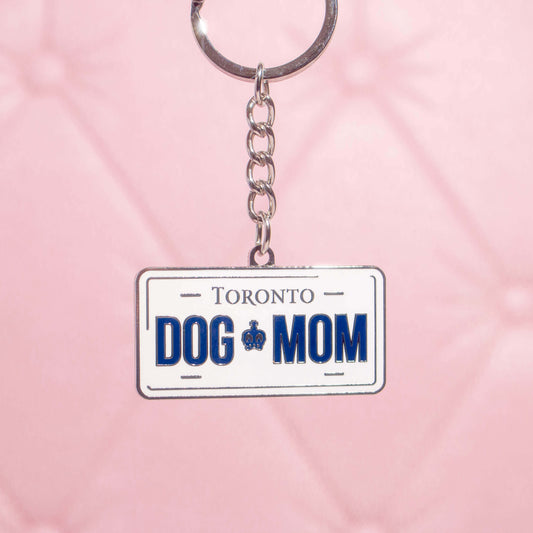 Toronto Dog Mom License Plate Dog Mom Key Chain - Silver