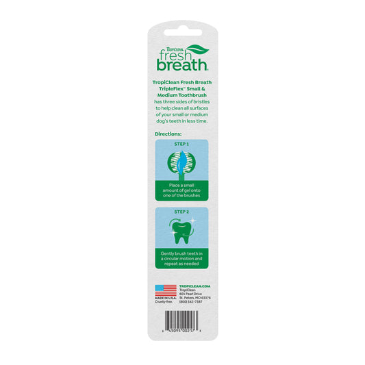 Tropiclean Fresh Breath Triple Flex Toothbrush For Small Dogs 1pc
