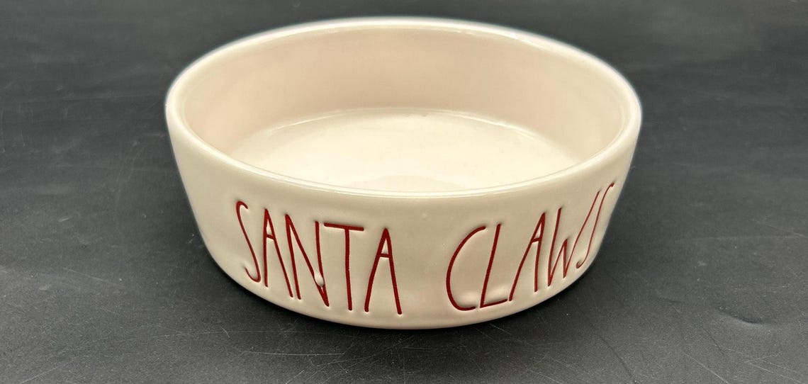 Holiday Rae Dunn 4" Pet Bowls Set Cat 2pk