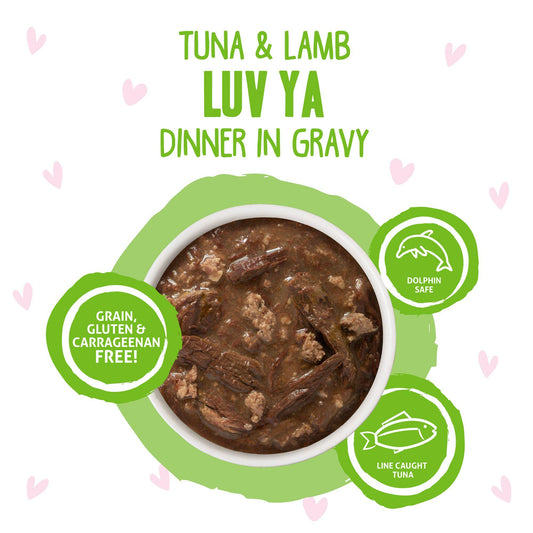 Weruva BFF OMG GRAVY Tuna & Lamb Luv Ya Dinner in Gravy Wet Cat Food Pouch 3-oz