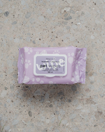 Dexypaws - Pet Cleansing Wipes in Resealable Bag - Lavender & Vitamin E (new packaging)