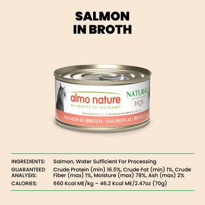 Almo Nature HQS Natural Cat Food - Salmon In Broth 70g