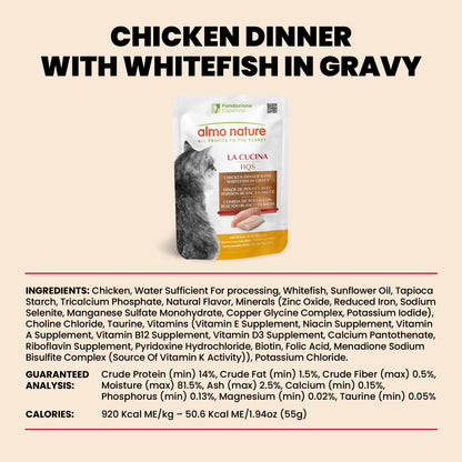 Almo Nature HQS La Cucina Pouches - Chicken Dinner With Whitefish In Gravy 55g