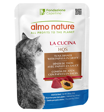 Almo Nature HQS La Cucina Cat Food Pouches - Tuna Dinner With Papaya In Gravy 55g