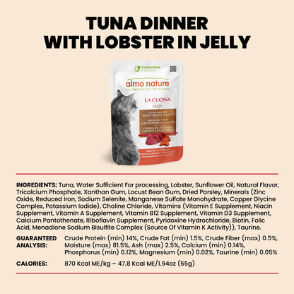Almo Nature HQS La Cucina Pouches - Tuna With Lobster In Jelly 55g