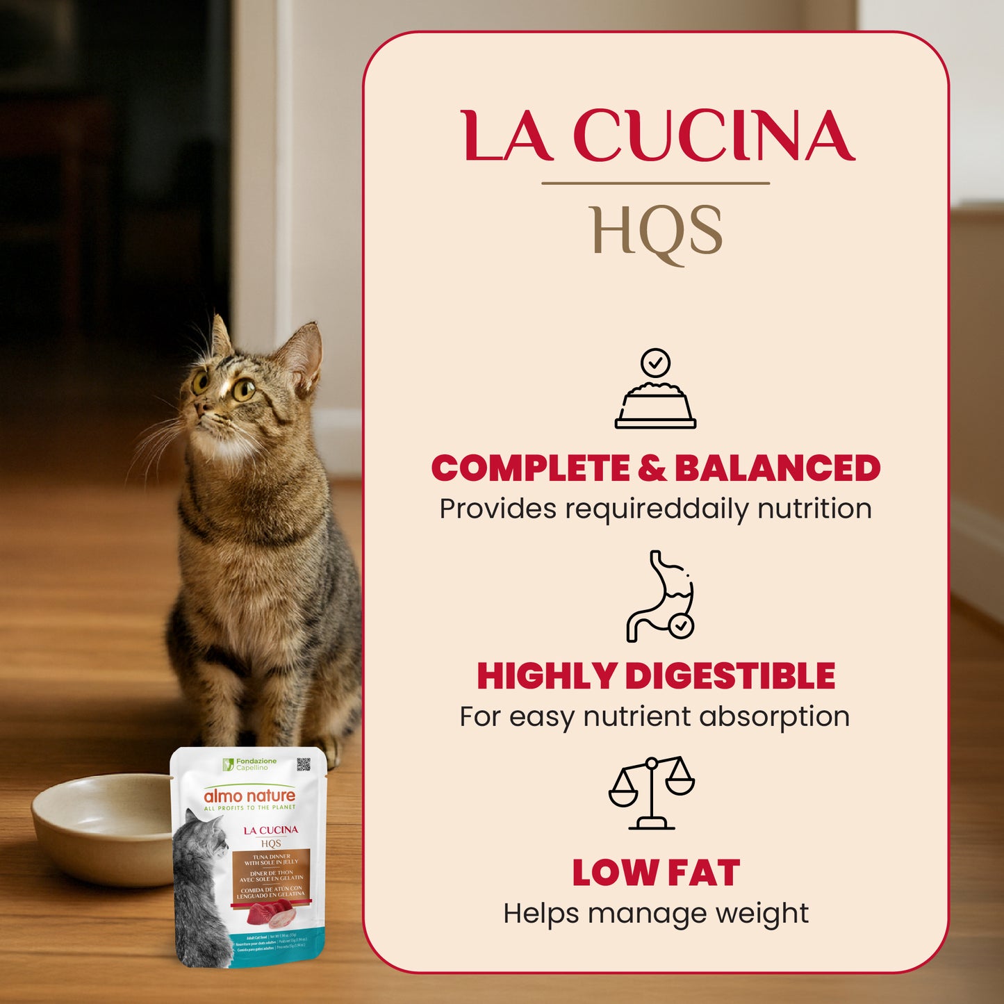 Almo Nature HQS La Cucina Pouches - Tuna Dinner With Sole In Jelly 55g