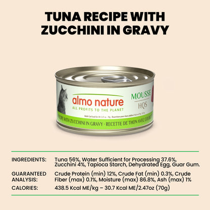 Almo Nature HQS Natural Mousse - Tuna Recipe With Zucchini In Gravy 70g