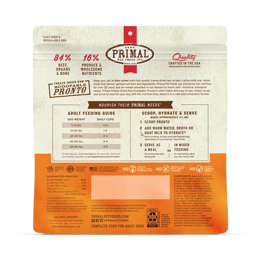 PRIMAL Freeze Dried Raw Pronto Beef Recipe DOG 7oz