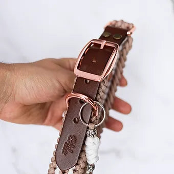 Lila Pawtique Macrame Style Adjustable Dog Collar Pink Rose