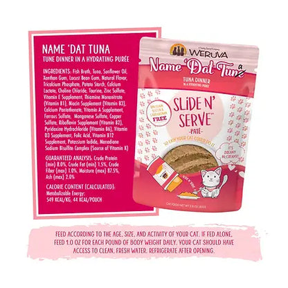 Weruva Slide N' Serve Wet Cat Food - Pate Hydrating Puree Tuna 2.8 OZ