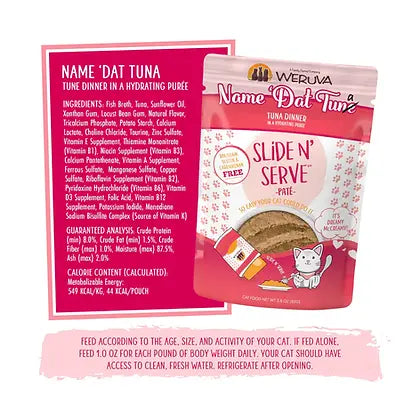 Weruva Slide N' Serve Wet Cat Food - Pate Hydrating Puree Tuna 2.8 OZ