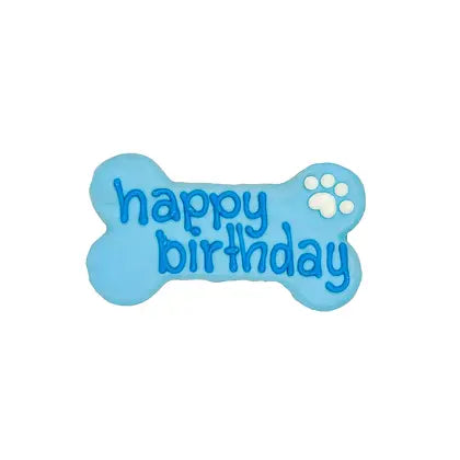 Blue Barkday Bone Dog Cookie