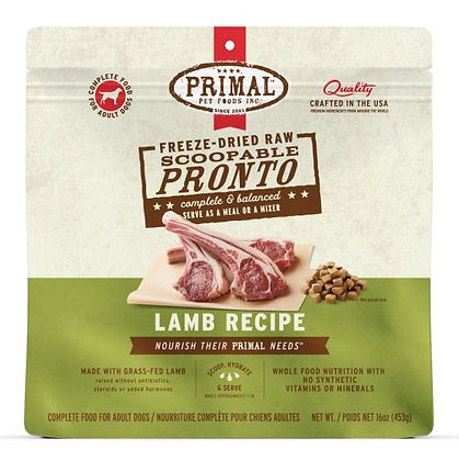 PRIMAL Freeze Dried Raw Pronto Lamb Recipe DOG 16oz