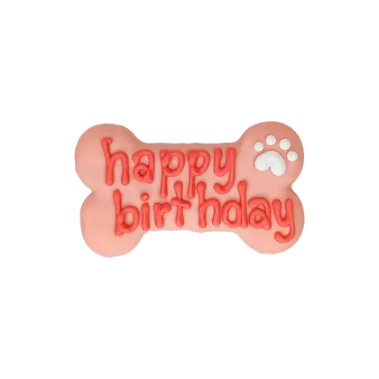 Pink Barkday Bone Dog Cookie