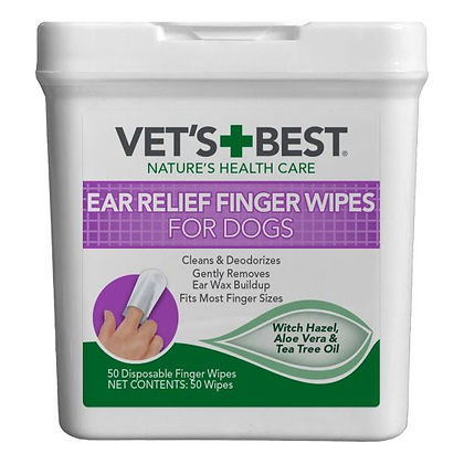 Vets Best Ear Relief Finger Wipes Dogs 50ct