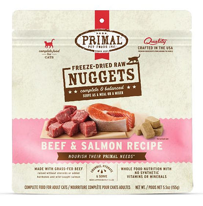 Primal Freeze Dried Beef Salmon Nuggets Cat 5.5oz