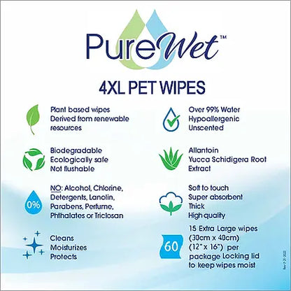 PureWet Plant-Based Pet Wipes 4x Larger