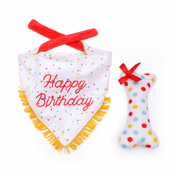 Zippy Paws Birthday Bandana & Bone - 2 pk