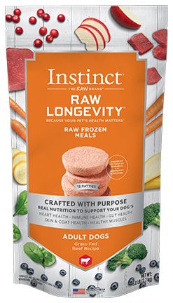 Instinct Longevity Frozen Raw Adult Beef Patties Dog 6lb