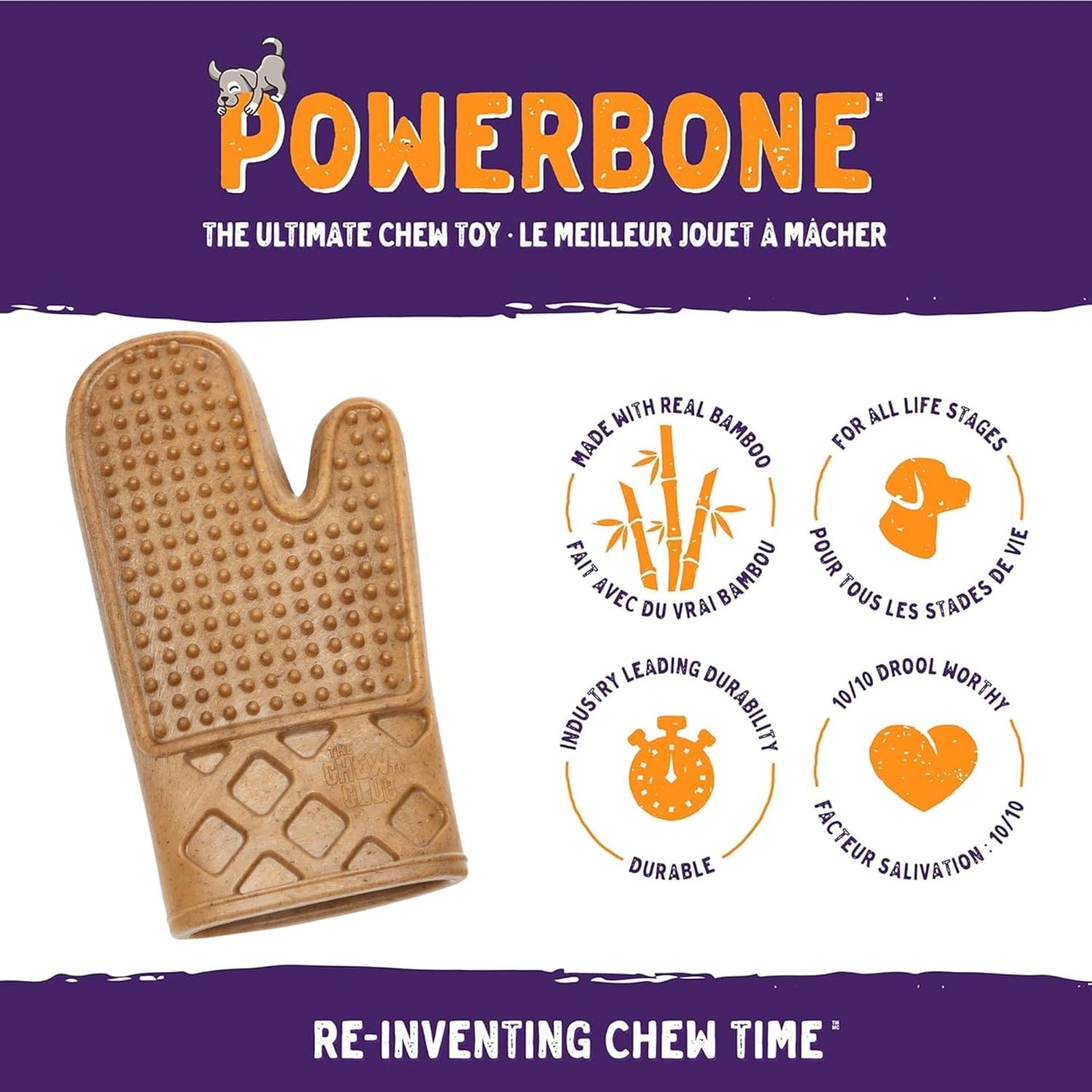 Powerbone Nylon & Bamboo Chew Oven Mitt Dog 7''