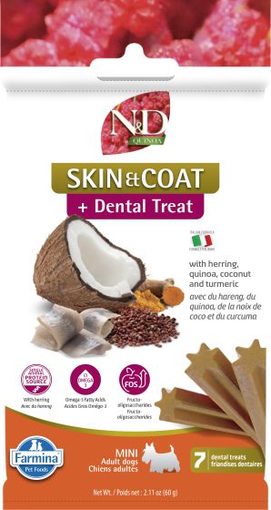 Farmina Quinoa Skin & Coat Herring Dental Treat Mini Dog 60g