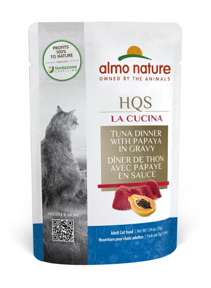 Almo Nature HQS La Cucina Cat Food Pouches - Tuna Dinner With Papaya In Gravy 55g