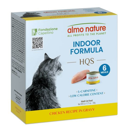 Almo Nature HQS Indoor Cat Food - Chicken Recipe In Gravy 6x50g