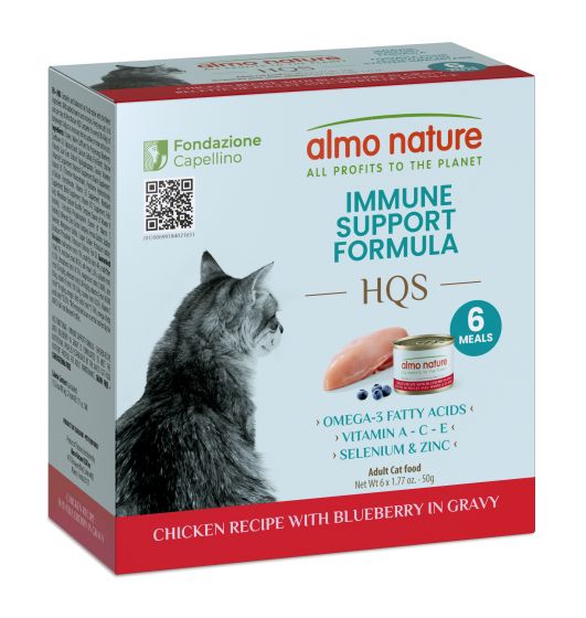 Almo Nature HQS Immune Support - Chicken Recipe With Blueberry In Gravy 6x50g