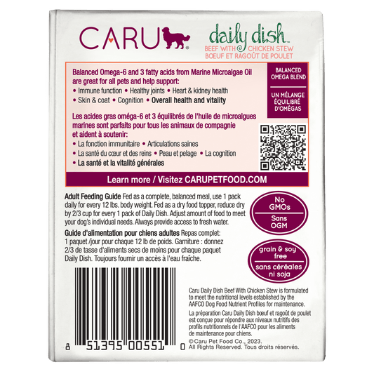 Caru Daily Dish Beef with Chicken Stew for Dogs 12oz