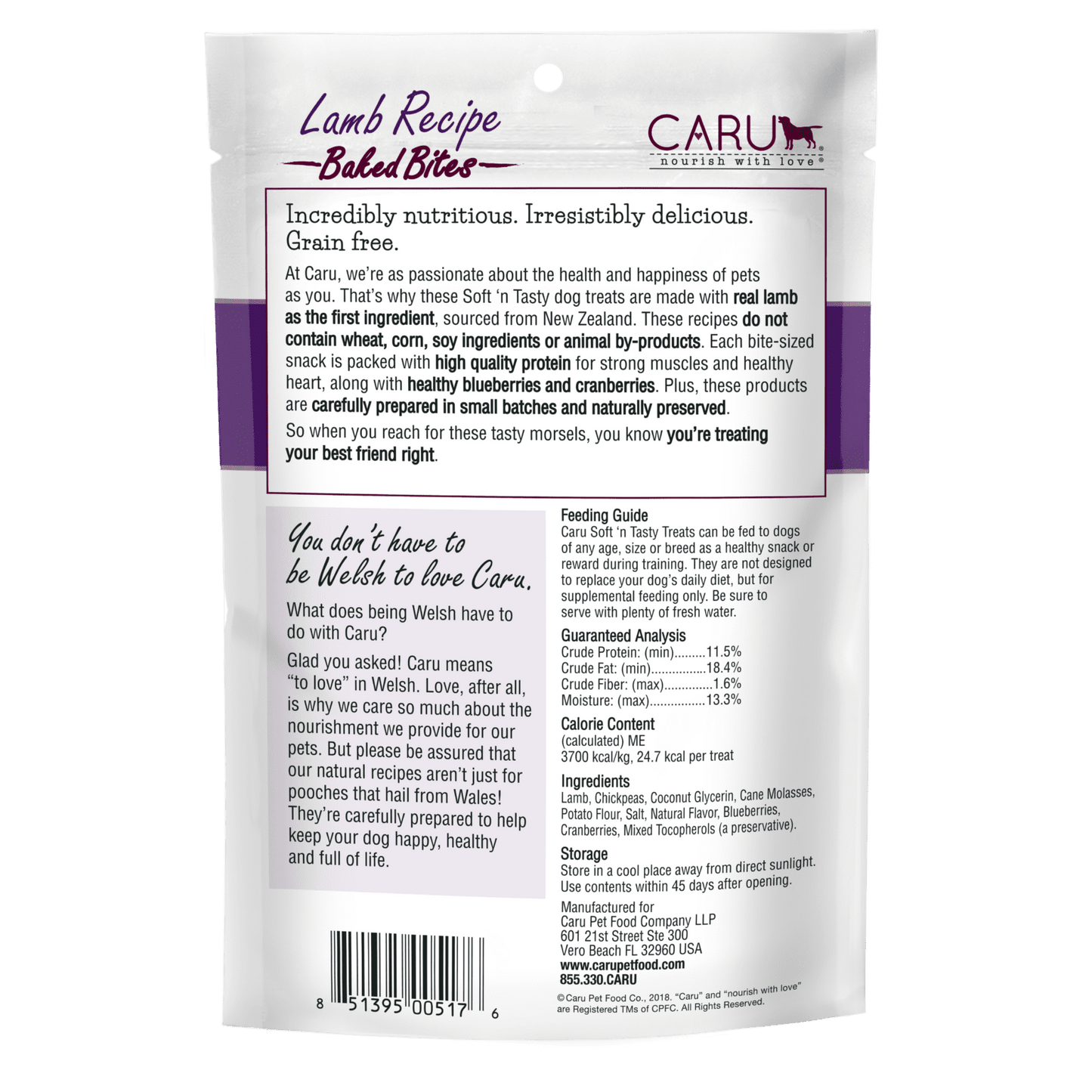 Caru Natural Lamb Recipe Bites for Dogs 4oz