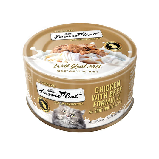 Fussie Cat Chicken & Beef Formula in Goat Milk Gravy 70g
